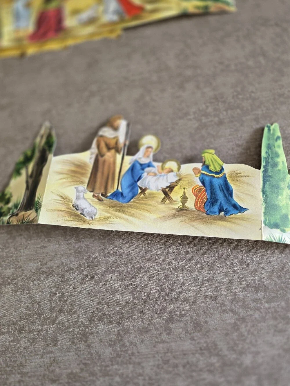 Vintage 1960s Hallmark Diecut Pop Up 3D Christmas Nativity Set 7 Pieces READ
